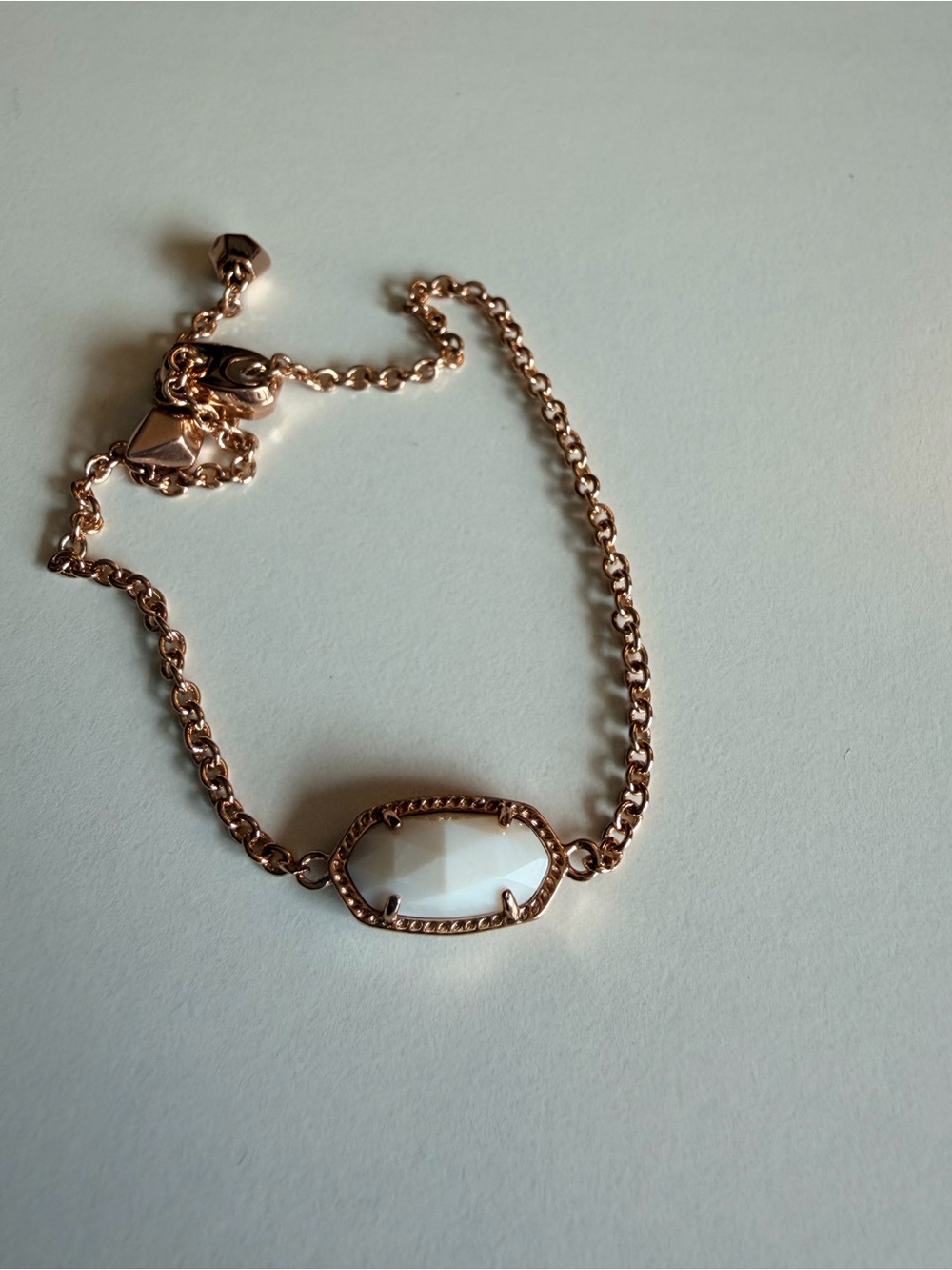 Kendra Scott Adjustable Rose Gold Bracelet with White Faceted Stone